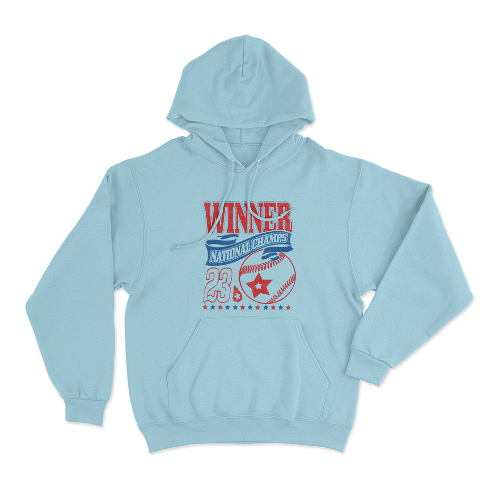 Winner Baseball Unisex Hoodie Sky Blue Winner Baseball Unisex Hoodie Sky Blue